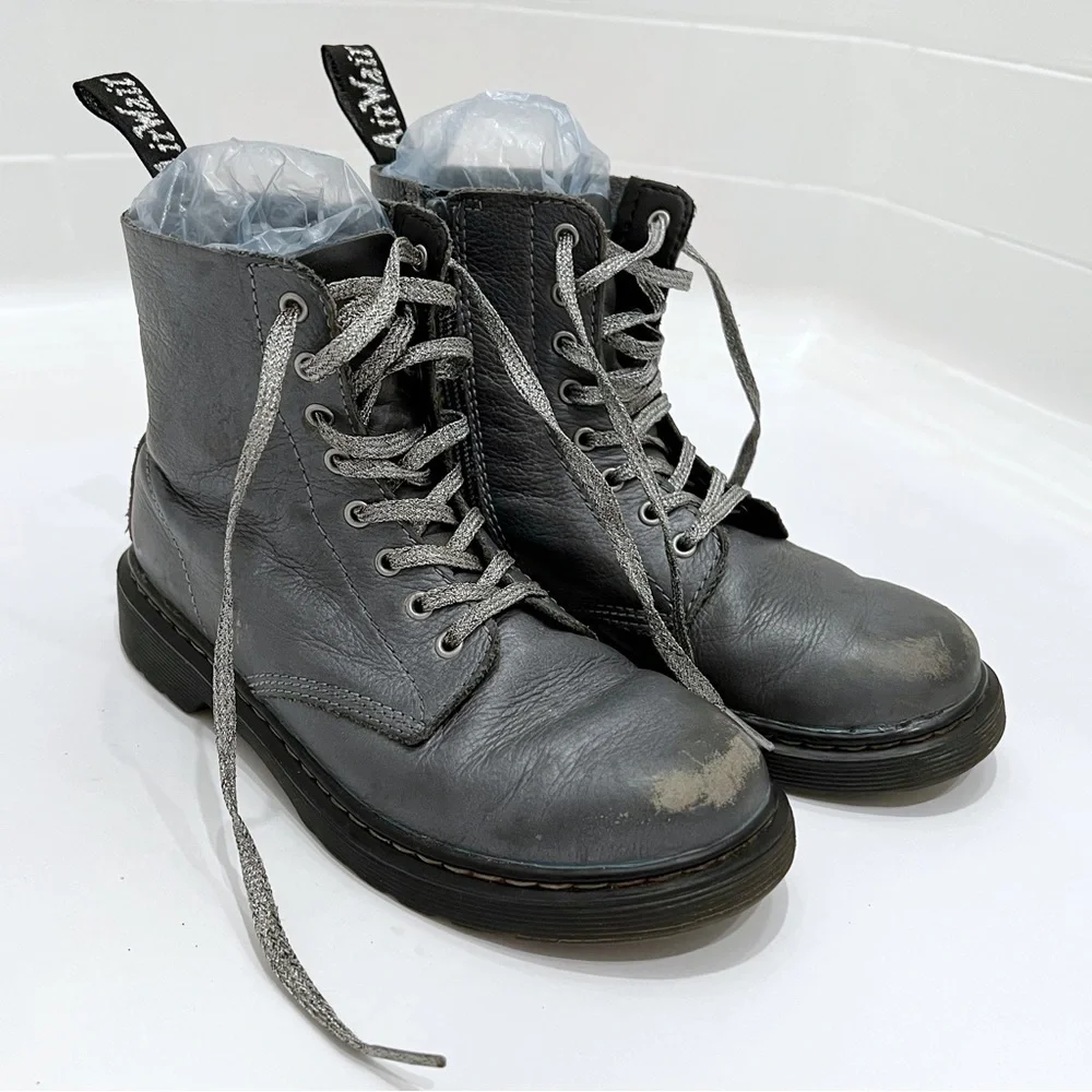 DR. Martens Metallic Gunmetal Boots Size 2